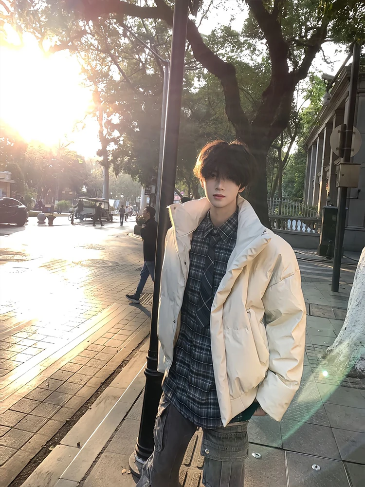 

Youthful Feeling PU Leather Jaet Cotton Vest Men Winter American Sle Stand Collar Flight Cotton Coat Loose Casual Cotton ...