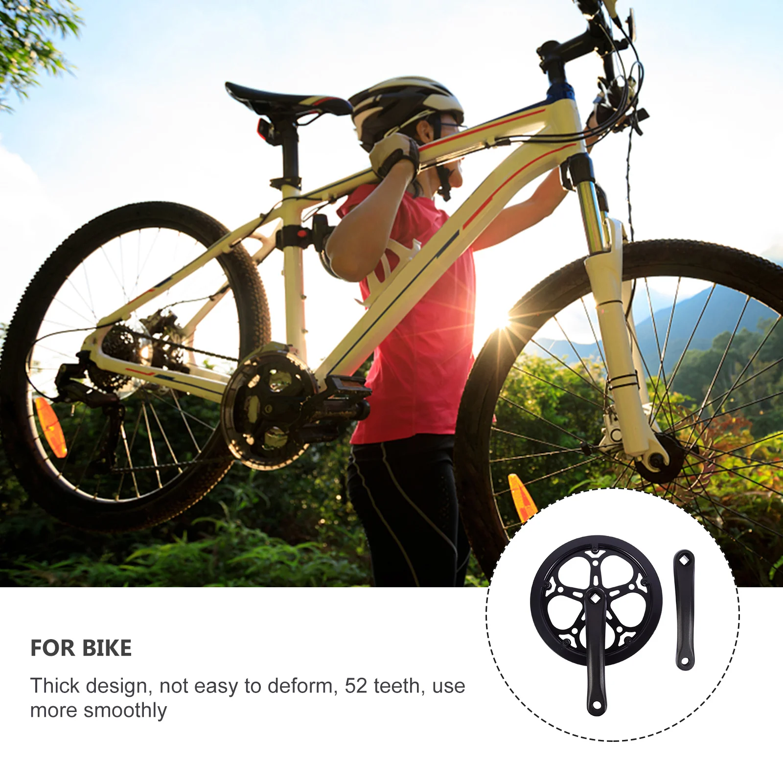 

1 set Bicycle Single Chain Wheel Crankset 170mm 52Teeth Durable Sprocket Mountain Bike Speed Replacement Accessories