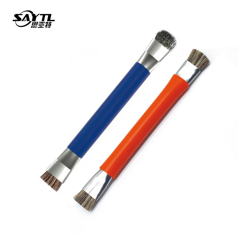 Cepillo de Metal azul/naranja, retrabajo de PCB, ESD, antipolvo estático, para teléfono móvil, tableta, PCB, BGA, reparación, limpieza de soldadura, 1 ud.