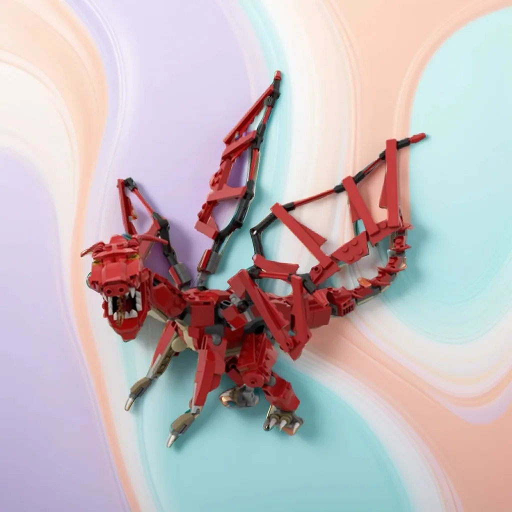

465 шт. красный дракон MOC фэнтезийная модель существа образовательные строительные блоки подарок