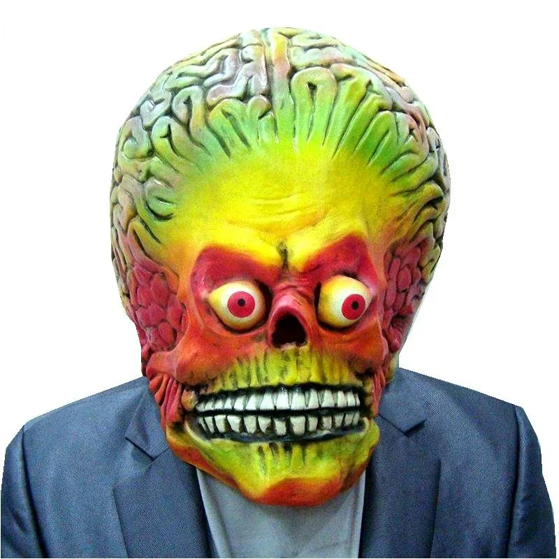 

Halloween Mask Attacks Martian Soldie Halloween Mask Full Head Latex Scary Alien Brain Party Mask Ufo Mars Cosplay Costume Props