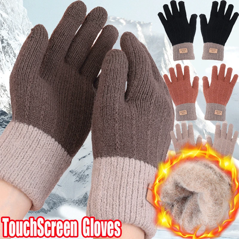 

New TouchScreen Skiing Gloves Women's Cashmere Knitted Winter Gloves Cashmere Knitted Women Warm Thick Gloves Cycling Gloves