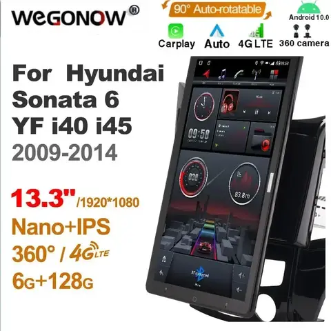 차량용 회전식 멀티미디어, 현대 소나타 6 YF i40 i45, 2009 2014 라디오 오디오, 4G LTE 360, 1920*1080 13.3 인치, Ownice 안드로이드 10.0