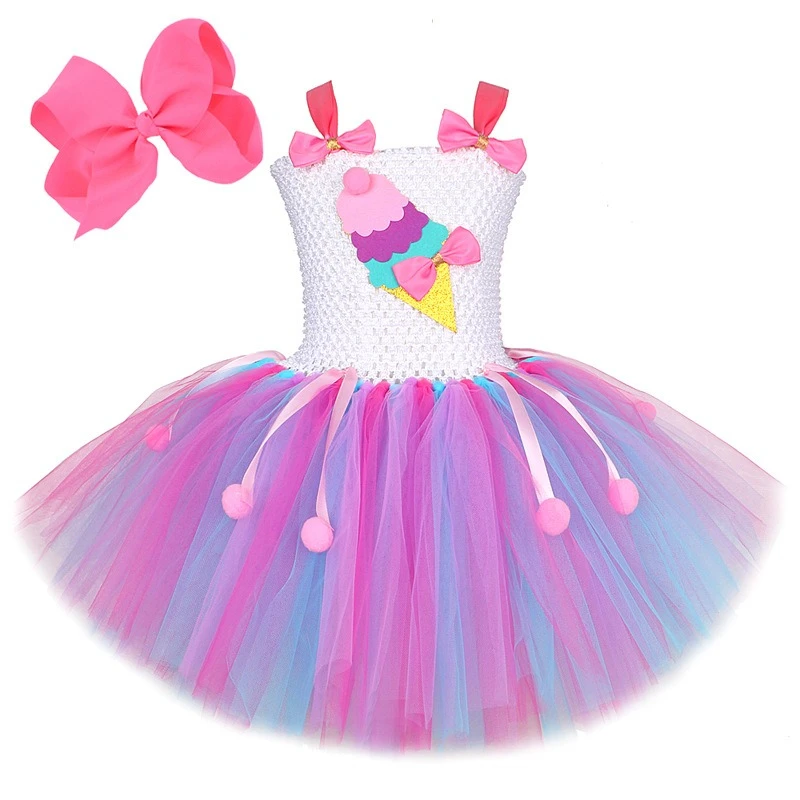 Baby Girls for Candy Lollipop Princess Dresses Candyland Birthday Costumes for Kids Lollypop Party Outfit with Bowknot Hair Bow
