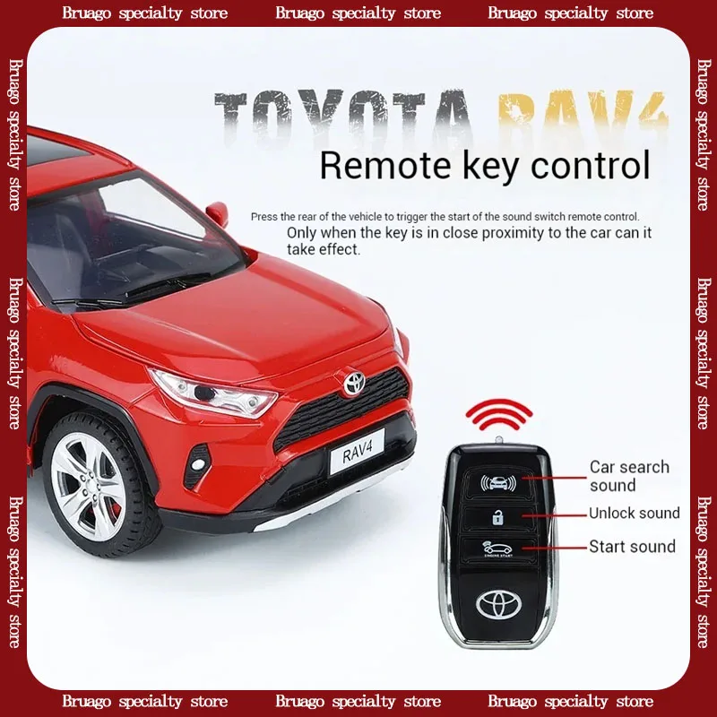 1: 24 Toyota RAV4 Key Edition Alloy Car Model, Sound and Light Power Simulation Car, Boys' Toy Pendant, dropshipping