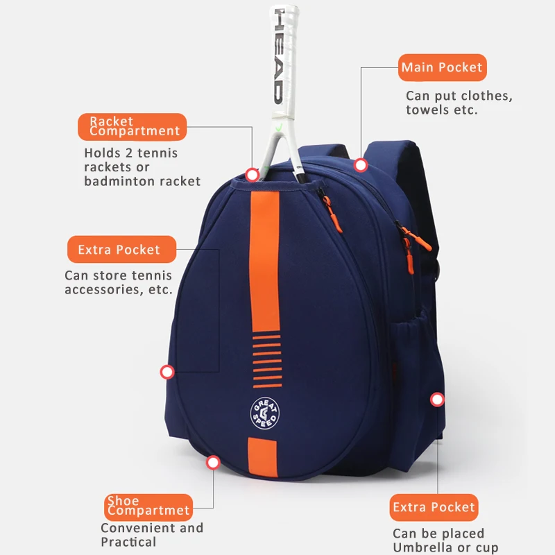 2022 Original GreatSpeed Tennis Bag Badminton Backpack Men and Women Adult Children Youth Backpack Padel Beach Tennis Sport Bag