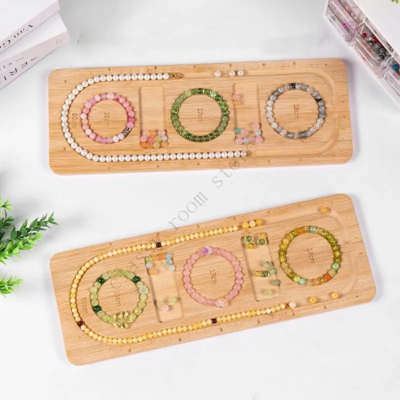 

Portable Wooden Bracelet Beads Storage Board Rectangle Jewelry Beading Display Tray For DIY Necklaces Bracelets Making Plate