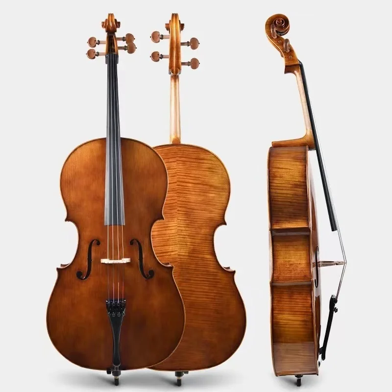 Oil Varnish Flame Maple Solid Wood Professional High Level Cello 4/4