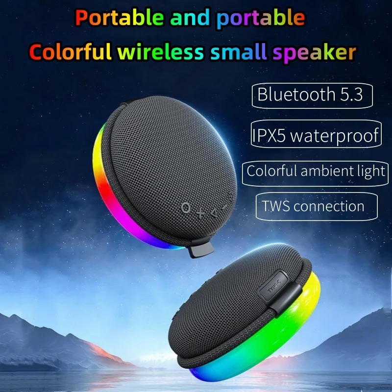 

Outdoor Subwoofer Waterproof Portable Bluetooth Speakers High-quality Sound Box HiFi Stereo Mini RGB Colorful Light Speaker TWS