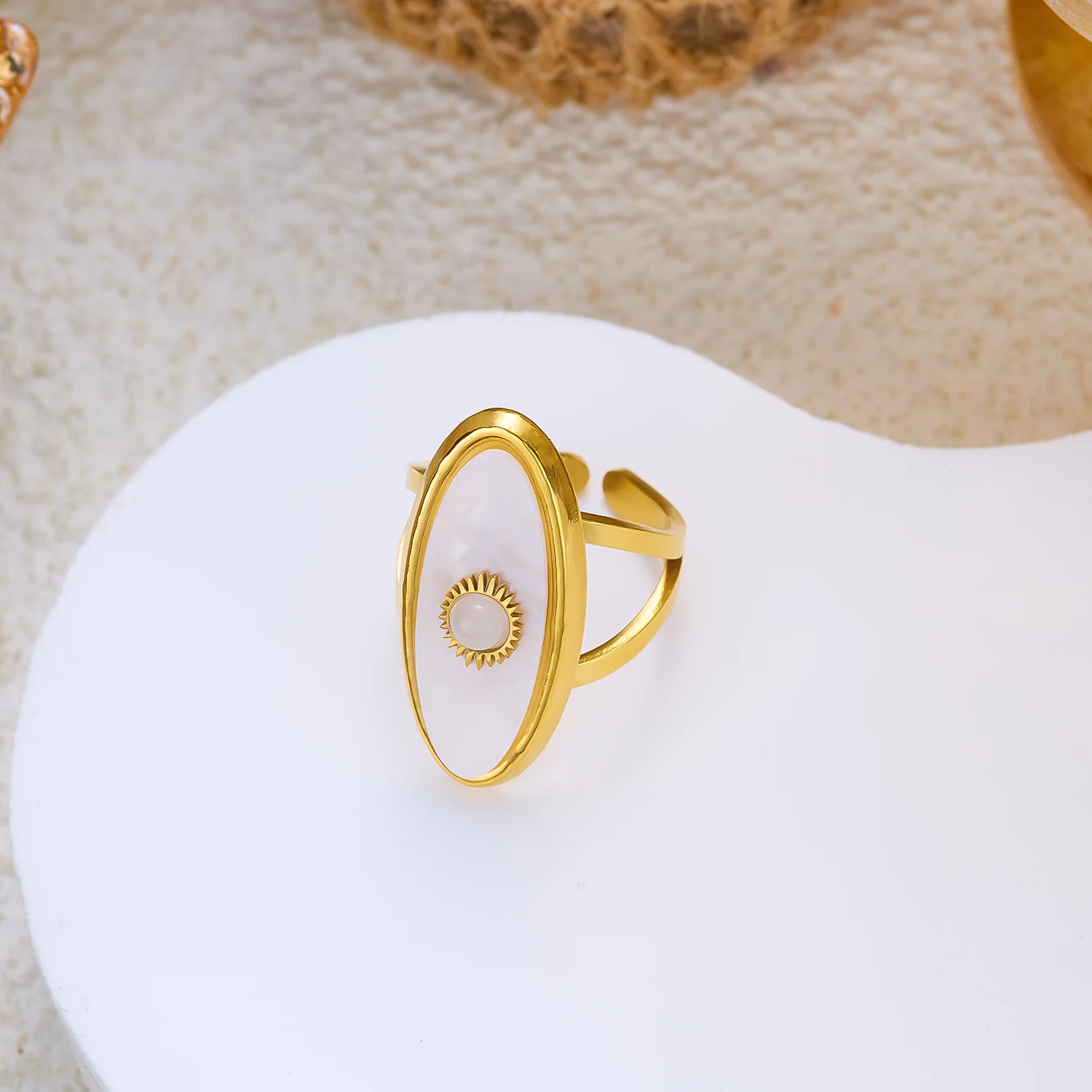 Edelstahl Chunky Wide Ringe für Frauen Vintage Goldfarben Geometrische Spiral-Linien Fingerringe Charms Wasserfester Schmuck – Detail 8