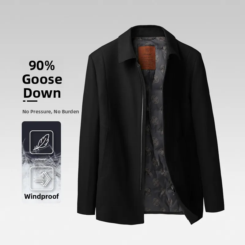 

Dough Fly Autumn Winter Men's New Sle Busin Flap Collar Warm Du down Inner Coat Stand Fit Faion Urban Youth