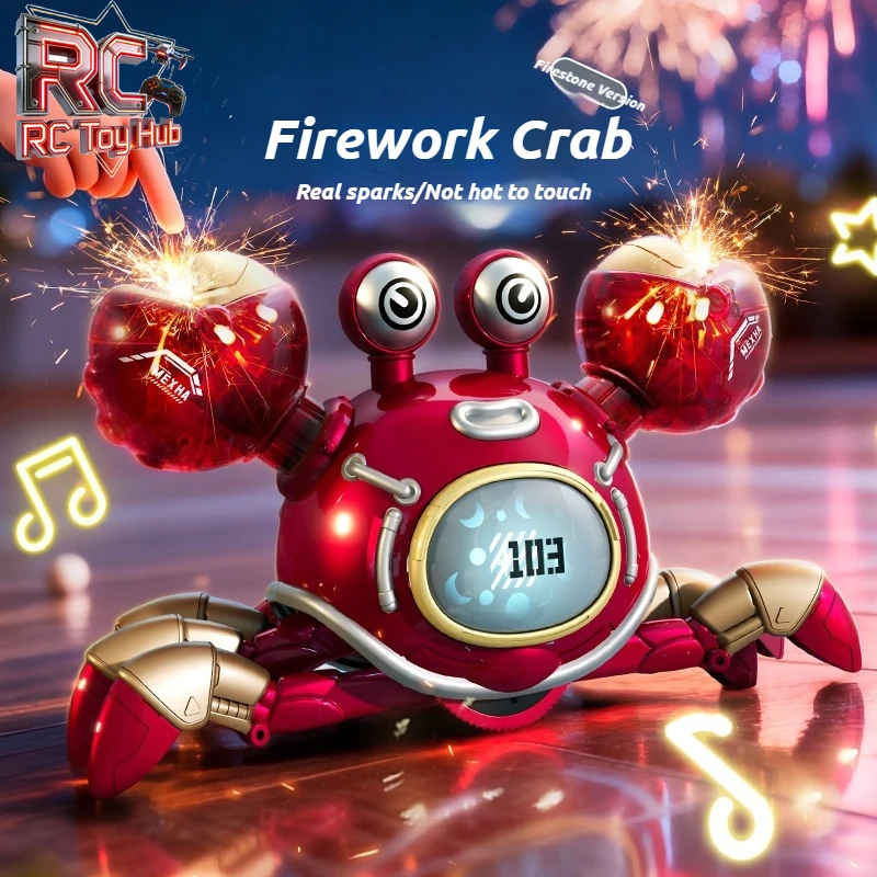 

Интерактивная игрушка-краб на радиоуправлении с ИИ-управлением, эффектом искр и LED-дисплеем для детей и собак, для игр в помещении и на улице