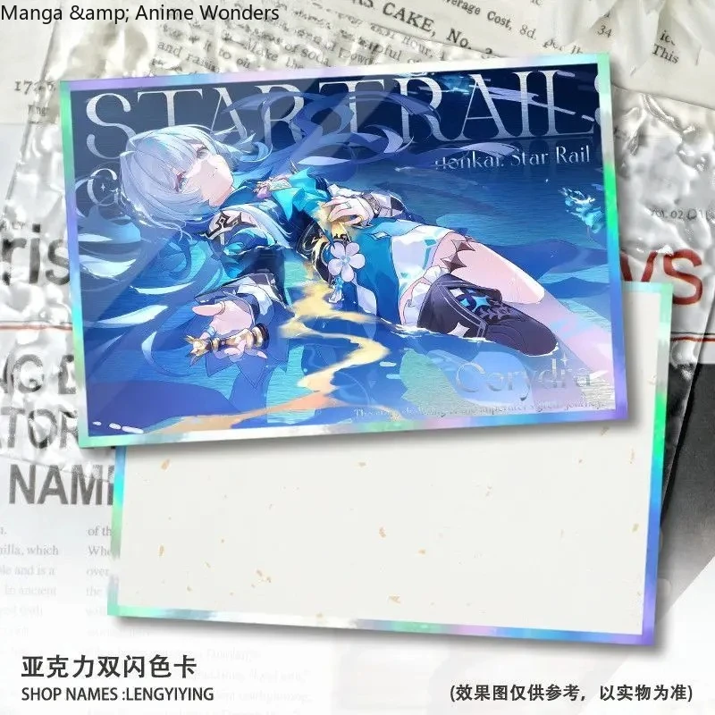 

Игра Cyrene Hysilens 7 марта Honkai: Star Rail Цветная бумага Cospaly Акриловая лазерная карта с двойной вспышкой Подарок на Хэллоуин