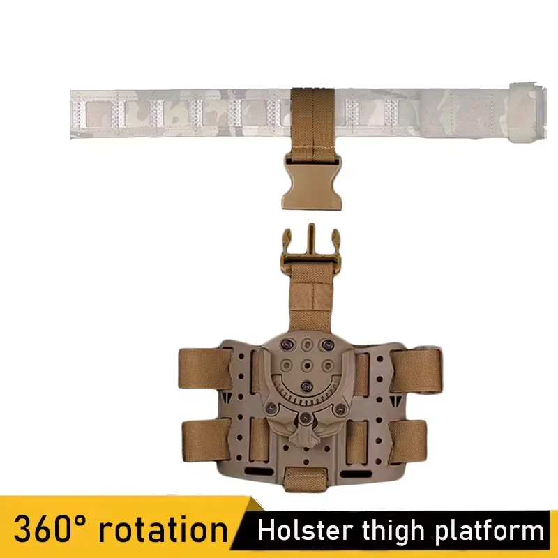 Tactical leather holster thigh platform, leg adapter, air gun thigh leather holster adapter, hunting air gun plate bracket
