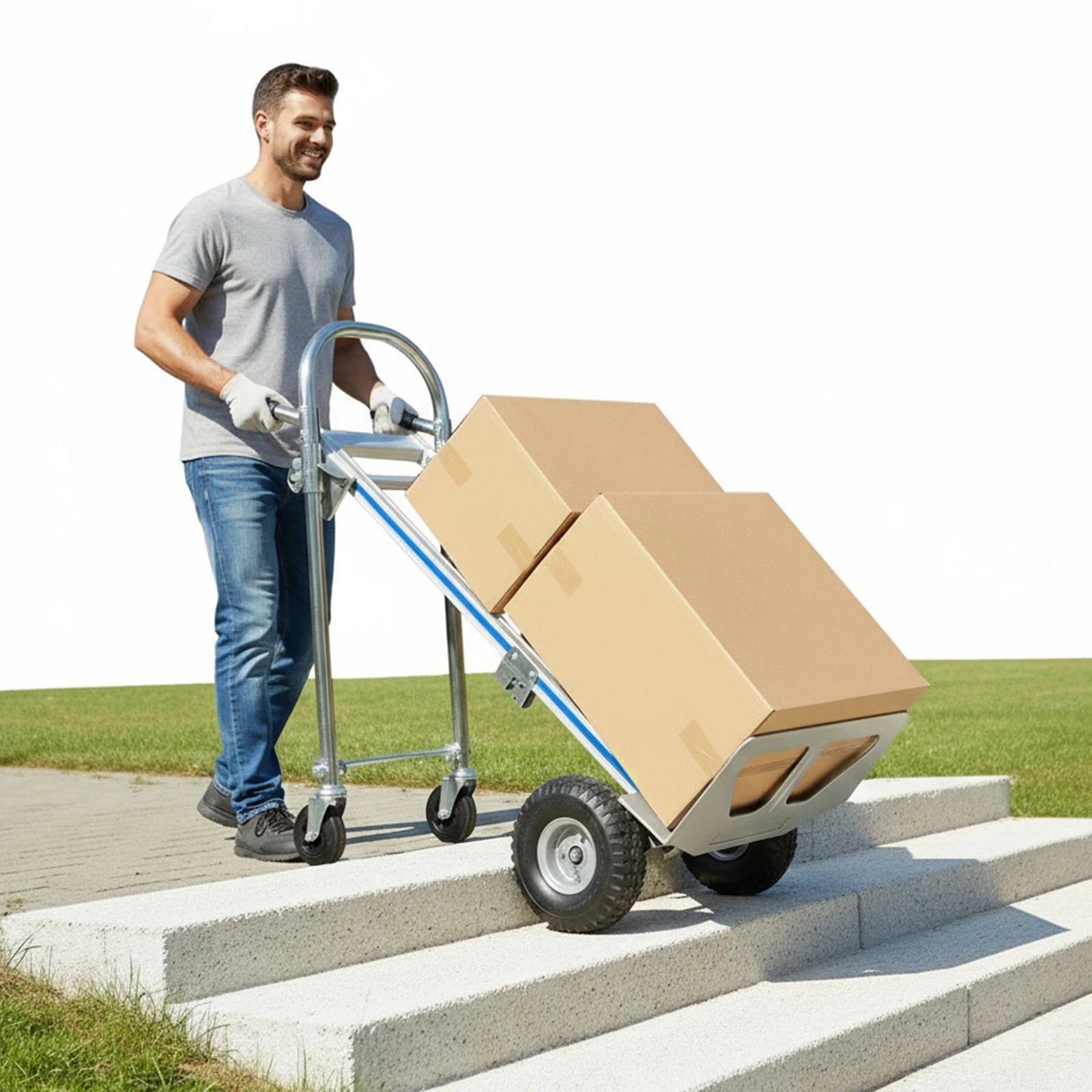 

3-in-1 Convertible Hand Truck 550LBS Capacity Aluminum Folding Hand Truck with Wheels for Logistics Shopping Home Office Moving