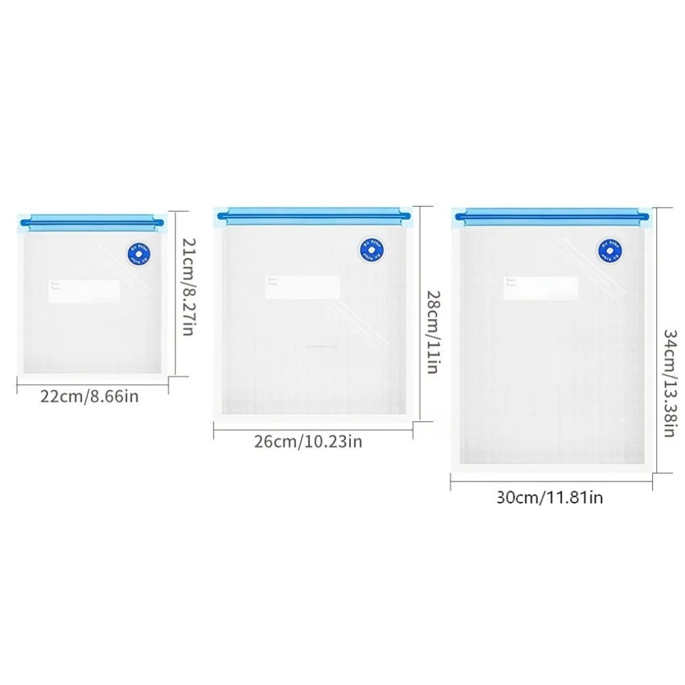 10PCS 3Sizes Reusable Zipper Seal Bags Durable Food Sorting Storage Bags, Refrigerator Fresh-Keeping Bags Suitable For Fruits