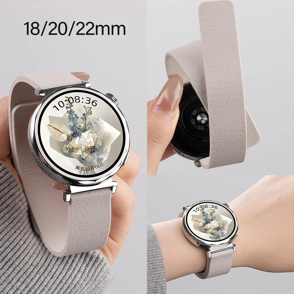 

Ремешок с магнитной петлей 18/20/22 мм для Samsung Galaxy Watch 7/6/5/4, классический силиконовый браслет с рисунком личи HUAWEI GT3-4-5, ремешок