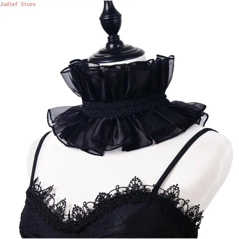 2026 New Victorian False Collar for Women Theme Party Neck Ruffle Lace Detachable Collar Colonial Shawl Wrap for Costume Event
