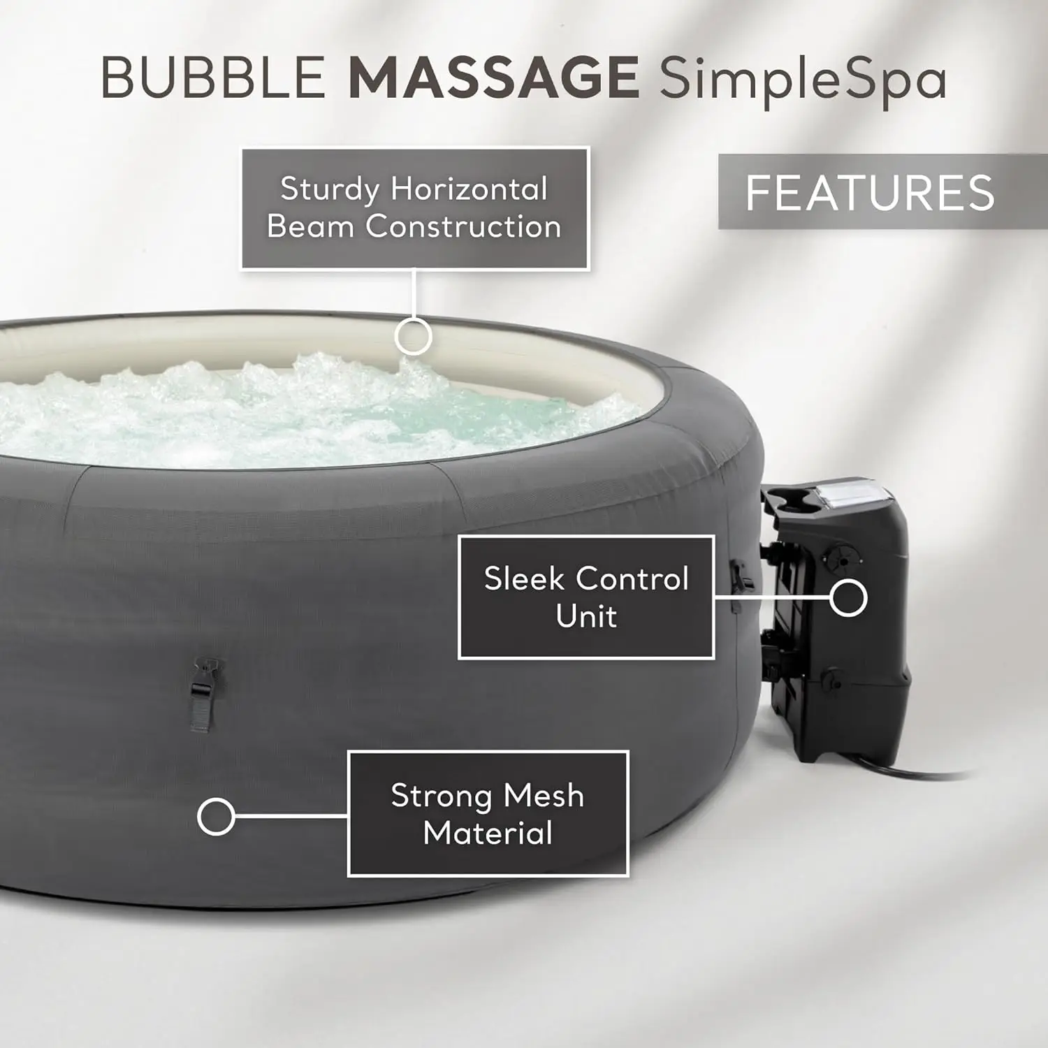 Inflatable Bubble Massage Spa: Includes Insulated Cover – Built-in QuickFill Inflation – Soothing Jets – 4 Person Capacity  77