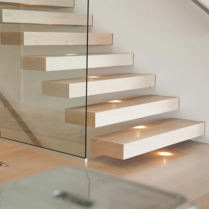 Personalizzazione Scale modulari residenziali dal design semplice per interni Scale prefabbricate in acciaio e legno dal design moderno