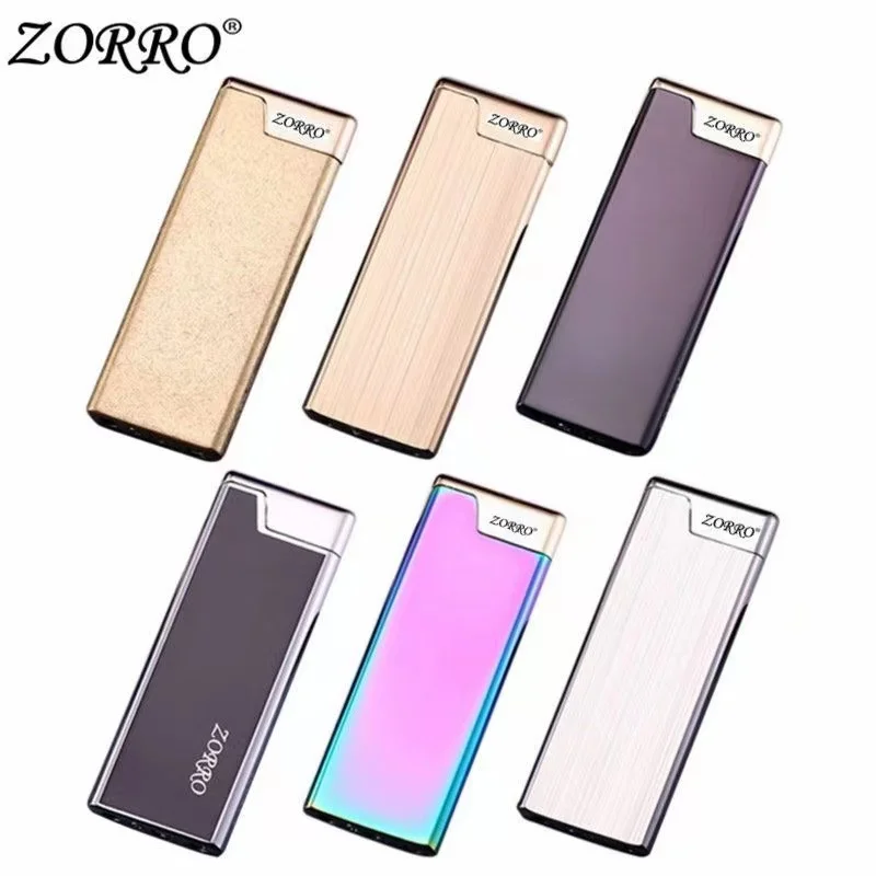 Original ZORRO Pure Copper Ultra-thin Inflatable Lighter Open Fire Butane Grinding Wheel Cigarette Lighter Accessories Gadgets