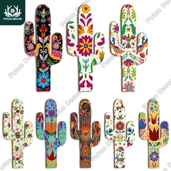 Putuo Decor 1Pc Cactus Shaped Wooden Signs, Decoration Wall Art Painting Decor for Home Living Room Bedroom，15.7x7.5Inches