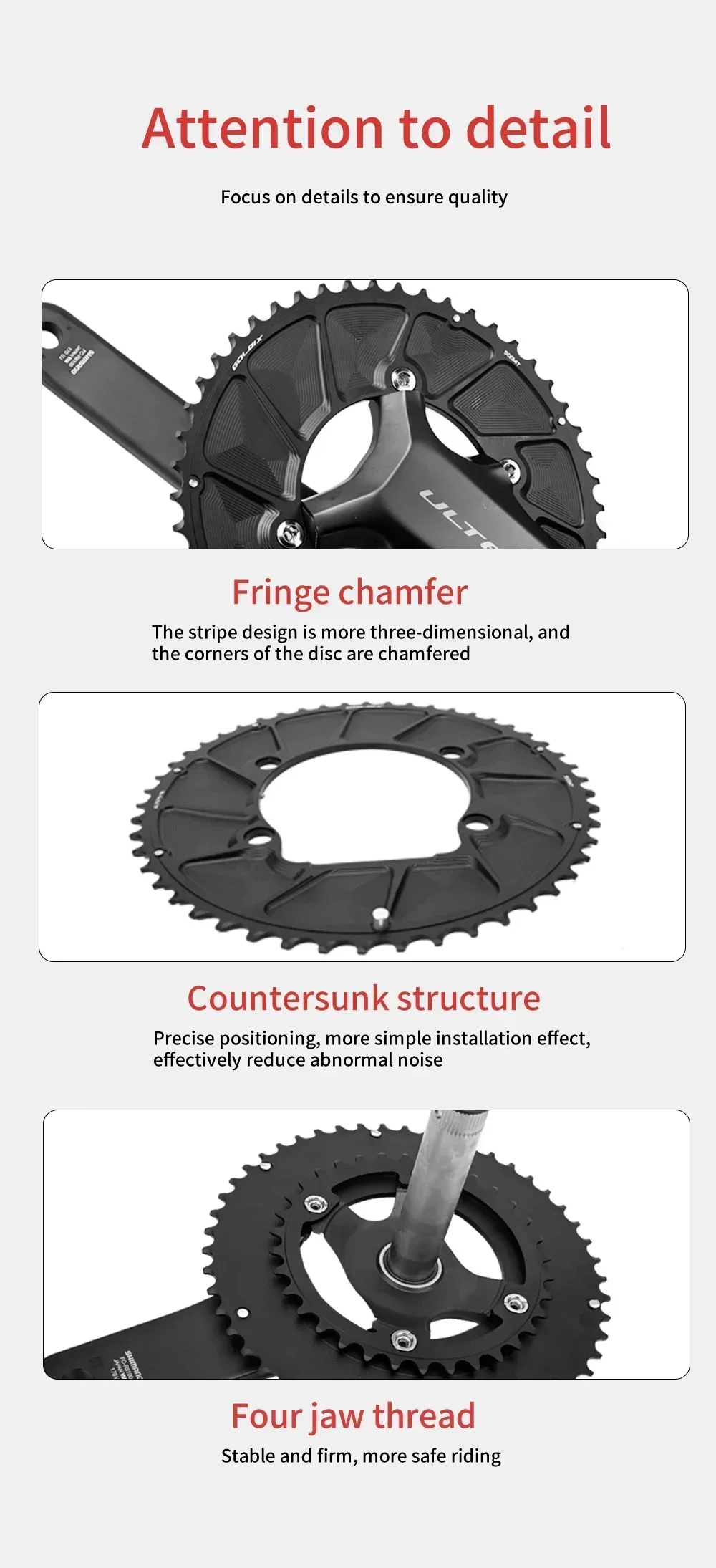 GOLDIX 4-Bolzen 110BCD 2X Doppelkettenblatt AERO-Kettenblatt für SHIMANO DURA-ACE R9200 ULTEGRA R8100 105 R7100 11/12-Gang-Kettenblatt – Detail 10