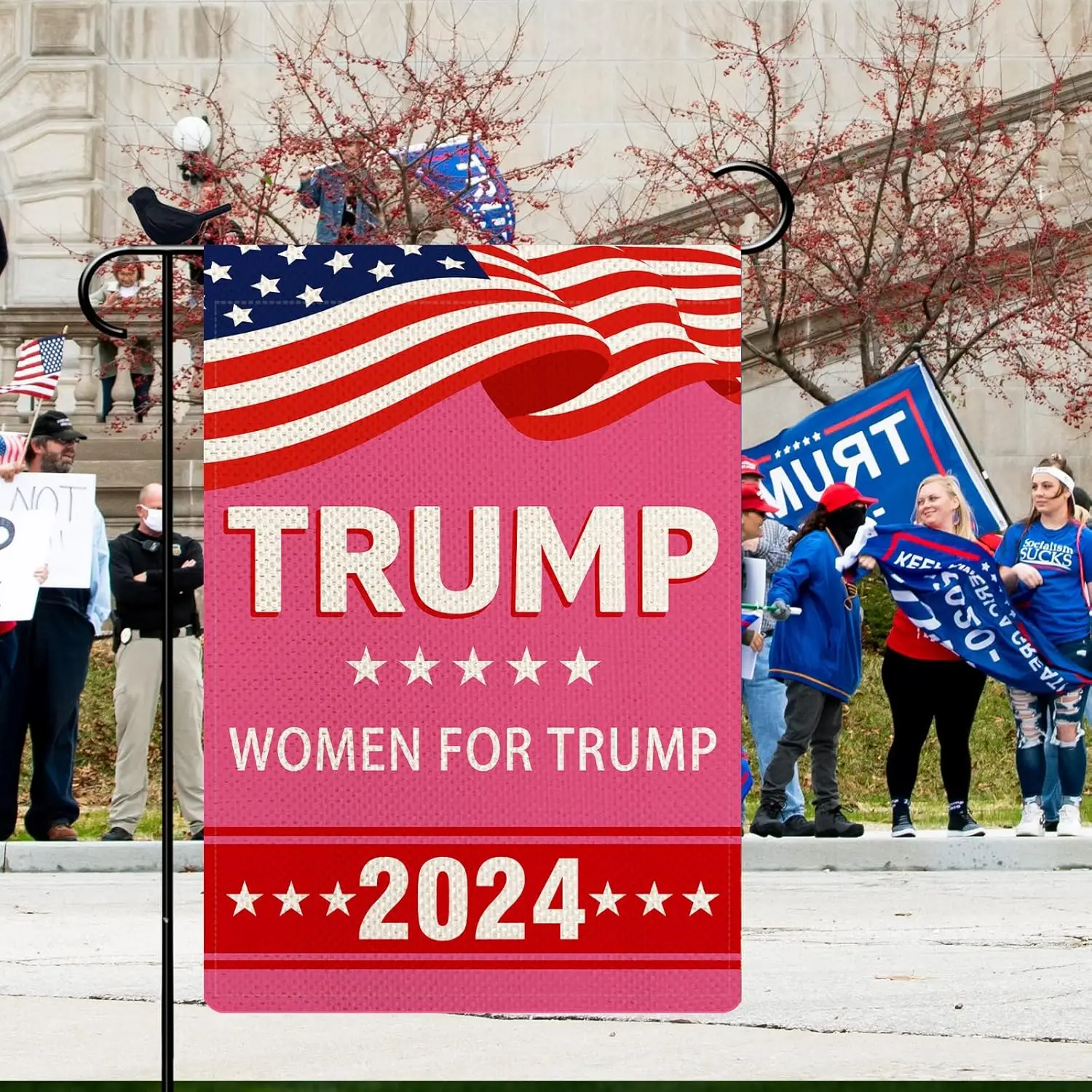 Women For Trump 2024 Garden Flag Voted for Trump Yard Flag 12.5 x 18 Inch Pink Trump 2024 Yard Sign Double-Sided Outdoor Indoor