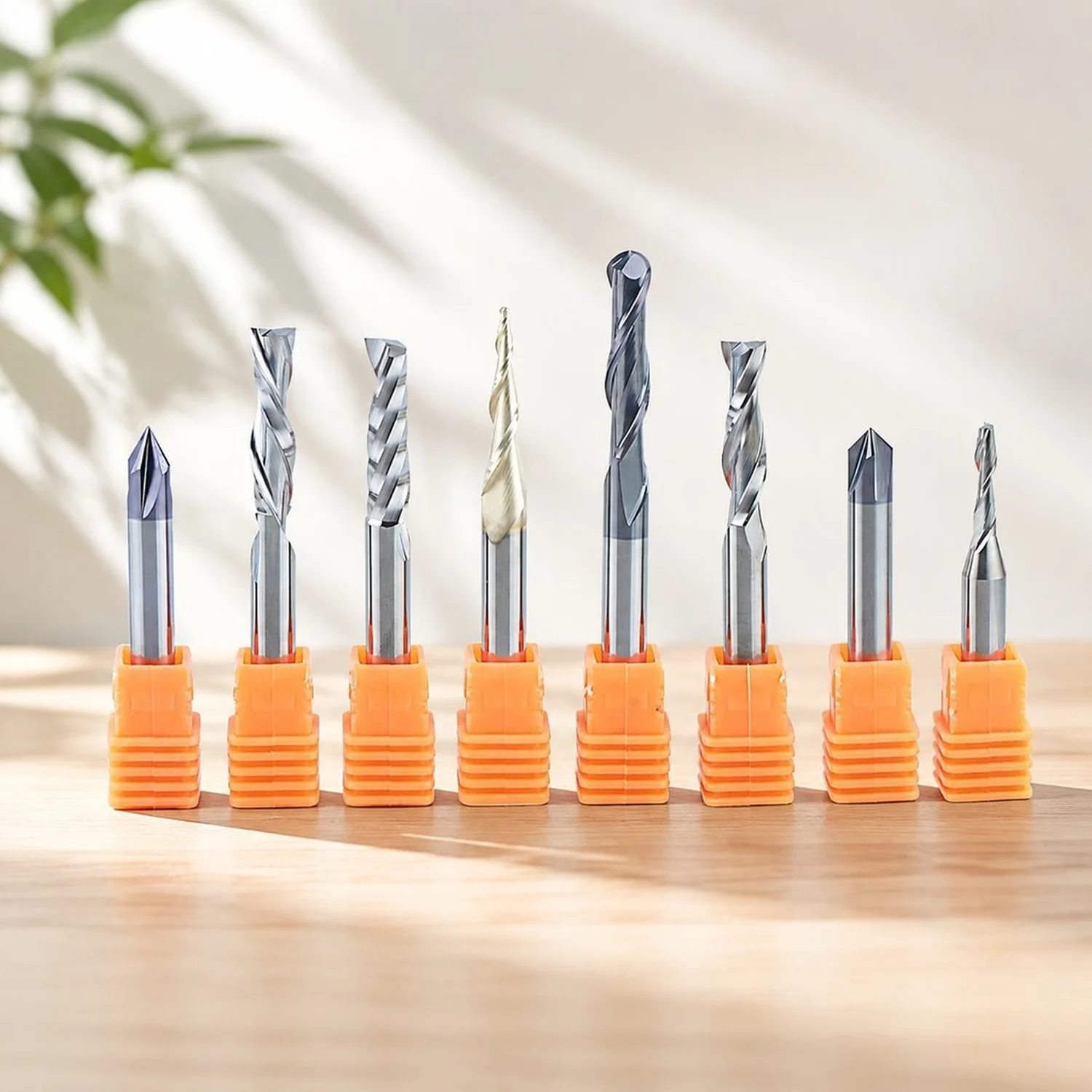 8Pcs Carbide CNC Router Bits Set 1/4 Inch Shank for Woodworking Detail Carving Trimming V Groove Engraving Slotting Mortise