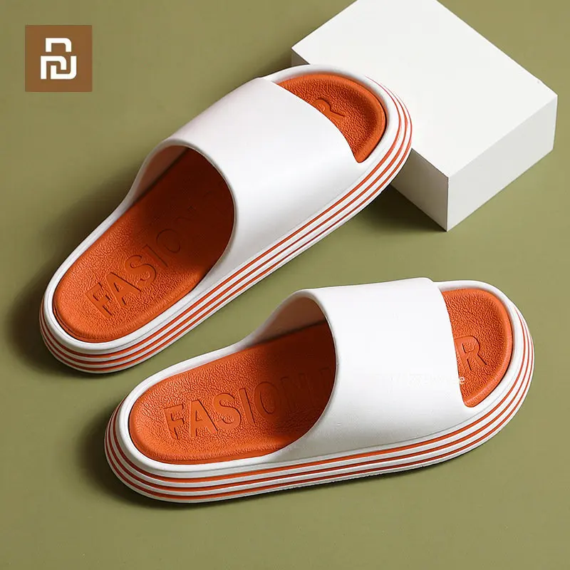 

Youpin Thick Sole Bathroom Home Slippers Runway Stripes Soft Sole Slippers Men Women EVA Indoor Slides Sandals Summer Non-slip