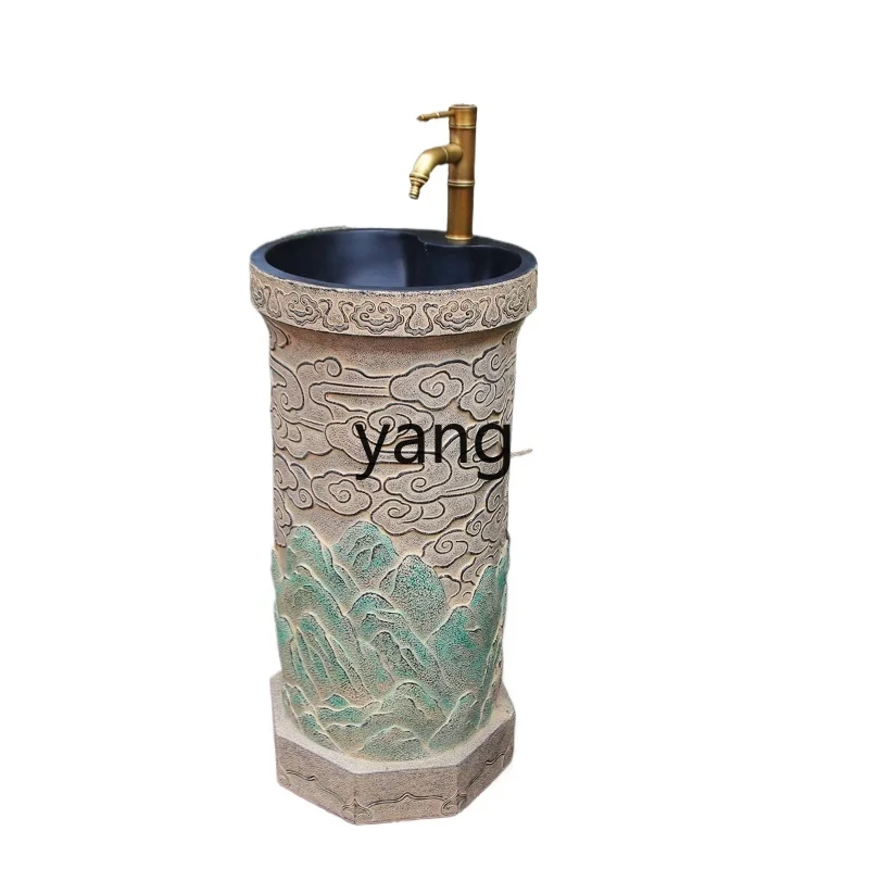 

LH balcony column basin integrated floor-to-ceiling small apartment washbasin courtyard sink