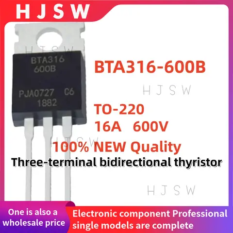 10 Uds 100% nuevo BTA20-800C BTA24-600C BTA24-800B BTA24-800C BTA24-1200B BTA316-600B BTA316-800B TO-220 tiristor bidireccional
