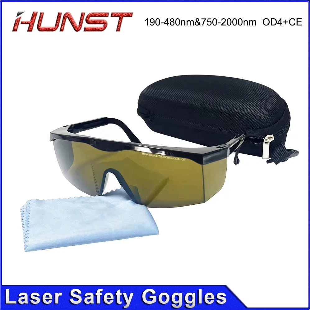 HUNST مستحضرات التجميل إزالة الشعر بالليزر الأشعة فوق البنفسجية نظارات السلامة بالليزر 190-480 نانومتر و 750-2000 نانومتر OD4 + CE واقية درع