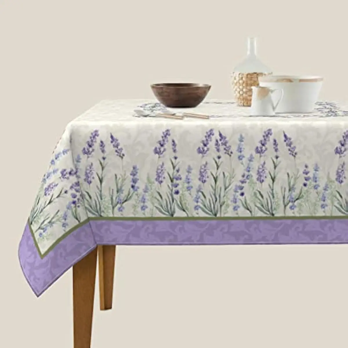 Elegant Lavender Rectangular Tablecloth Holiday Party Decor Spring Floral Waterproof Tablecloth for Wedding Decorations