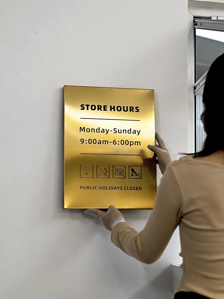 Open Closed Door Sign Custom Sign Outdoor Opening Hours  Customized Business Hours Door Sign Shop
