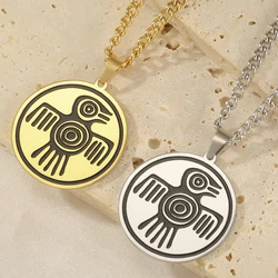 Dawapara Aztec Spirit Bird Symbol Necklace Mayan Culture Power Strength and Courage Amulet Pendant Stainless Steel Jewelry