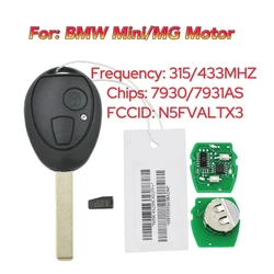 JINGXIN N5FVALTX3 315MHz/433MHz ID73 Chip Remote 2 Button Fob for BMW mini car key R50/ R53 Cooper 2002 2003 2004 2005 With Code