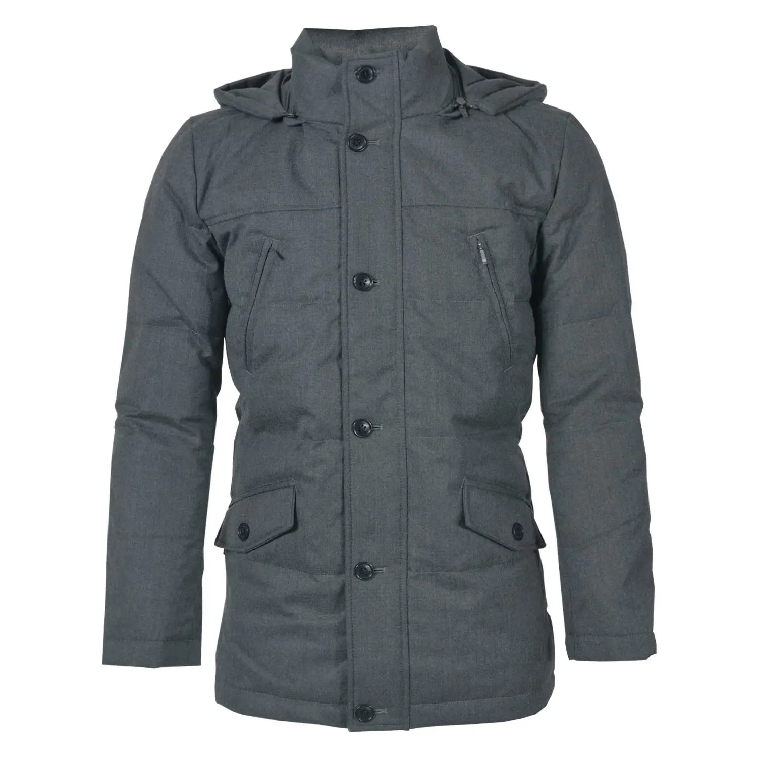 Jaqueta de Lã Masculina London Fog para Inverno, Casaco Casual para Exterior, Estilo Empresarial Acolchoado, Com Capuz Removí...