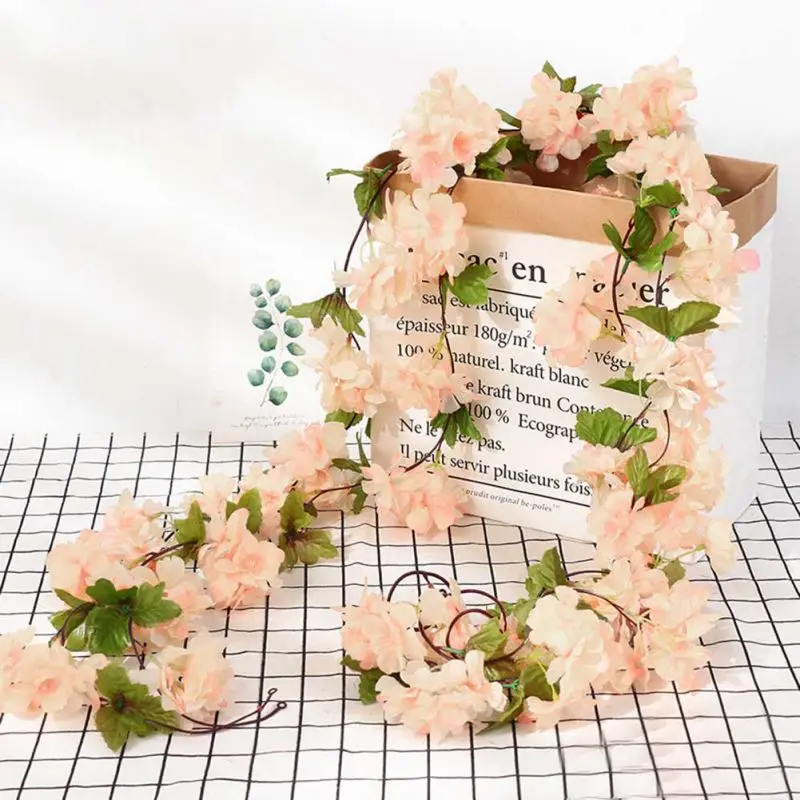 

Artificial Cherry Blossom Rose Vine for Wedding Home Decoration 2.3M Silk Flower Garland Decor DIY Fake Flowers Vine