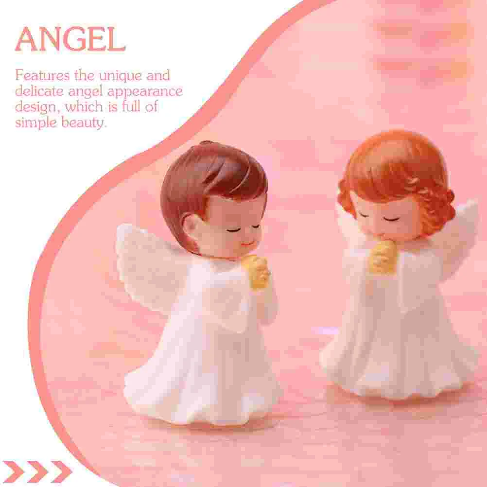 4 Pcs Praying Angel Home Office Table Decor Decorative Baby Statue Mini Dolls Little Fairy Figurines with Wing