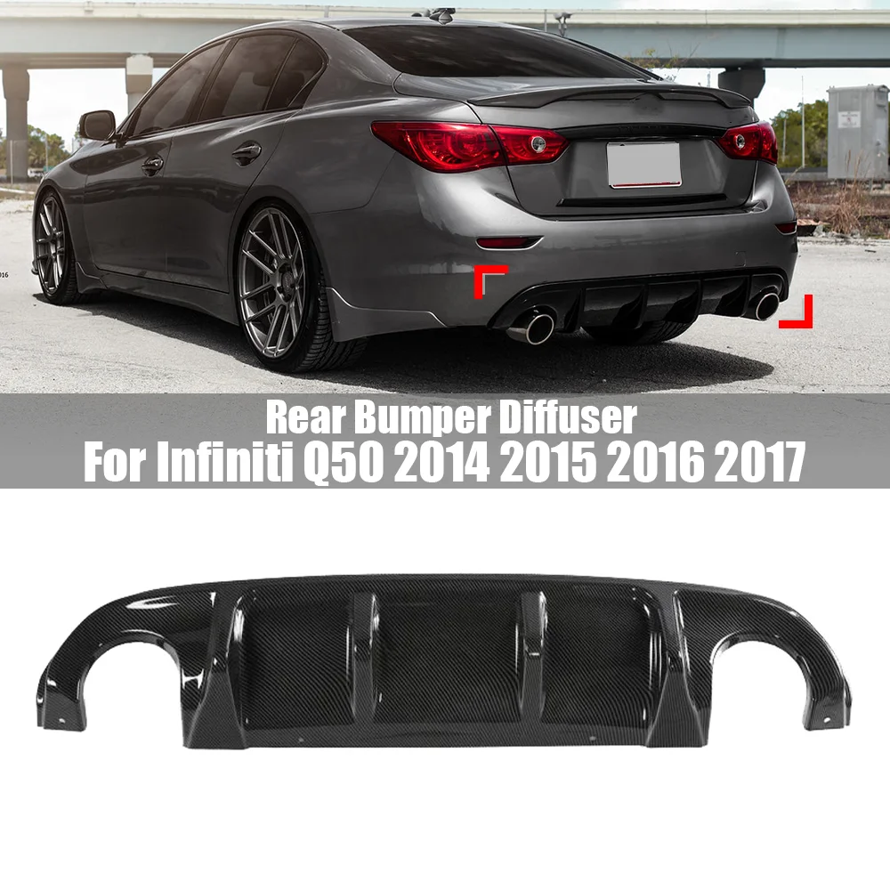 

Rear Bumper Lip Diffuser Spoiler Splitter Protector For Infiniti Q50 2014 2015 2016 2017 Rear Bumper Lower Protection