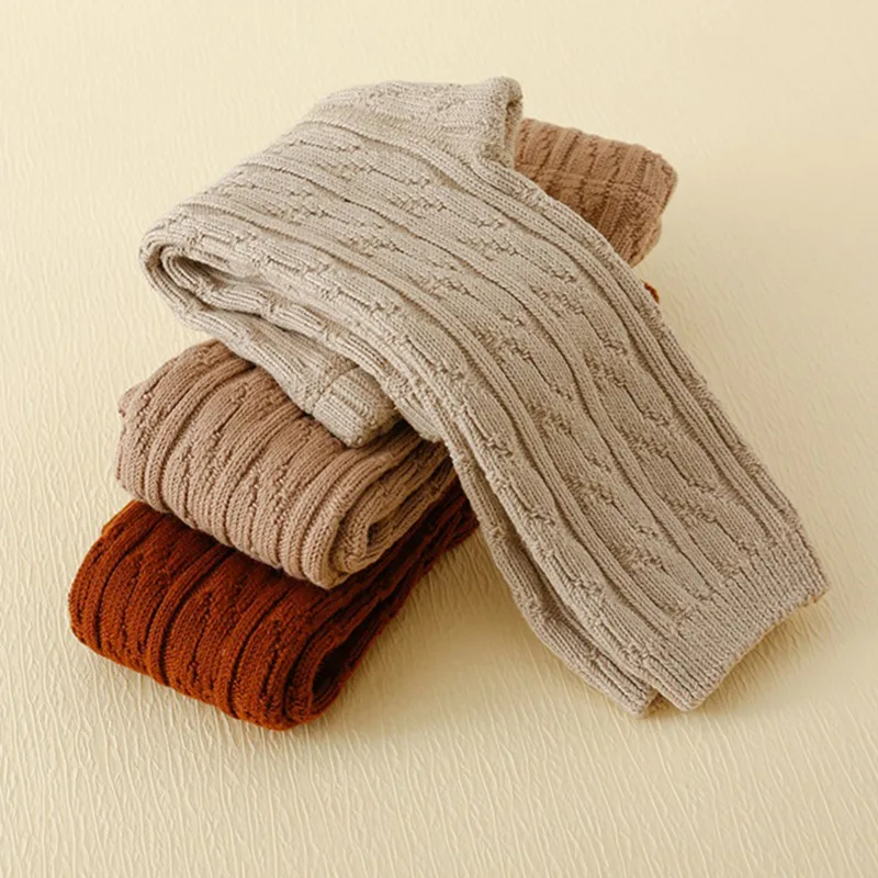 Baby Knit Pants Autumn Winter Clothes Soft Elastic Waist Thickened Solid Color Pants Bottoms Baby Items Clothing