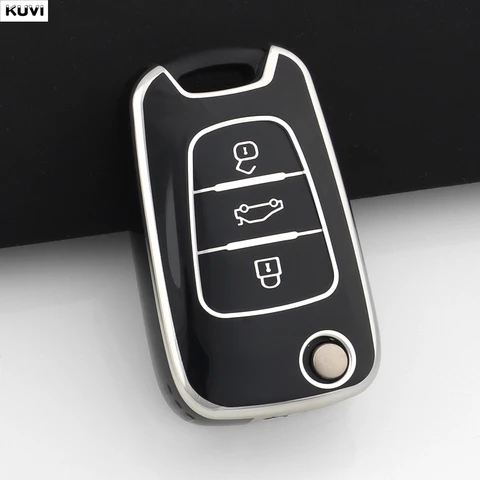 Чехол-флип для автомобильного ключа из ТПУ с брелоком для Hyundai I20 I30 Elantra Azera Veracruz Veloster Kia Rio K7 K5 Sport...