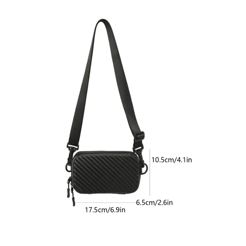 Bolso de hombro a rayas diagonales Unisex, bolsa de caja ligera Simple, cuero de PU suave, Concha prensada, bolso de mensajero para hombres