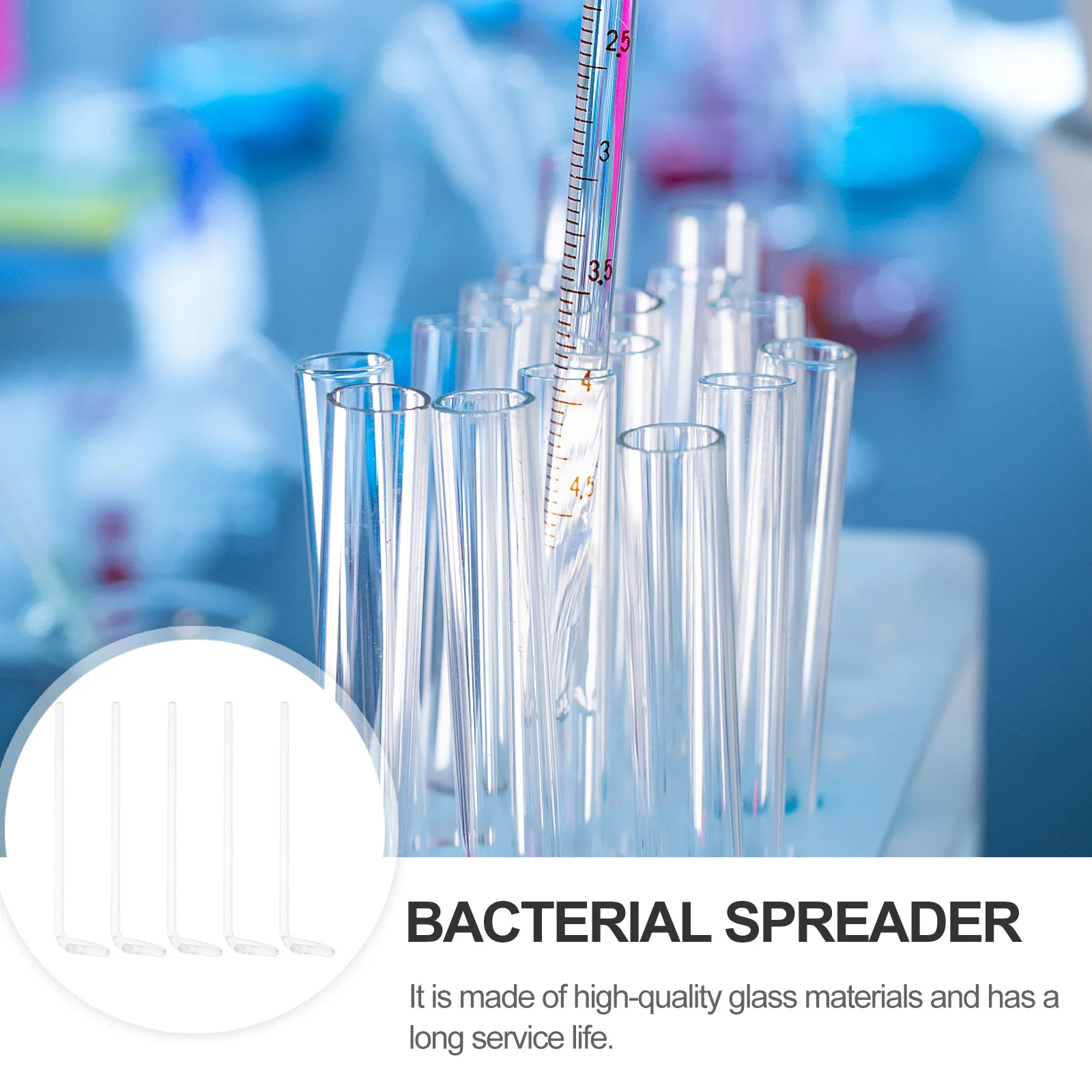 

5Pcs Cell Spreaders Glass Spreading Bar Laboratory Cell Tools Smooth Surface Wide Spreading Bar Laboratory Supplies