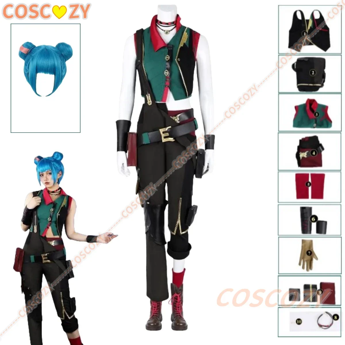 Arcane 2 Powder Cosplay Jinx Cosplay Costume Wig Bun Hair Wig Role Play Halloween Carnival Fancy Dress Up Party Con Outfits