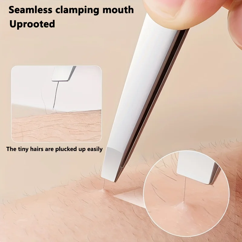 Pinzas de precisión de acero inoxidable para cejas, depilación Facial, espinillas, punta inclinada, punta angular, punta puntiaguda