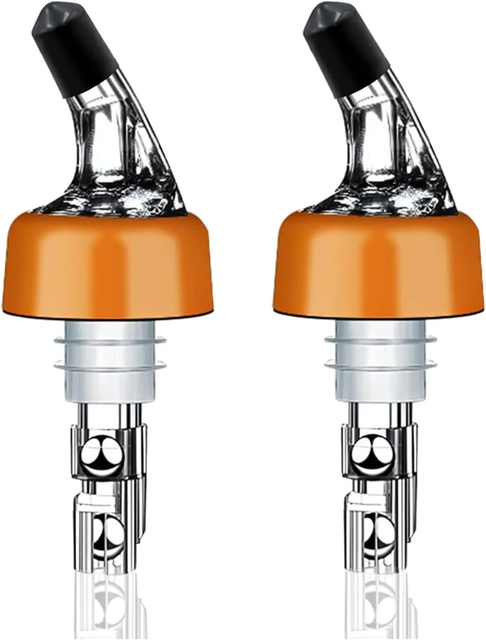 عبوتان من فوهة مدفق الزجاجات المقيبة الأوتوماتيكية مع أغطية غبار، موزع فوهات النبيذ لقياس شريط المنزل (1.0 أونصة/30 مل - عبوة من قطعتين)