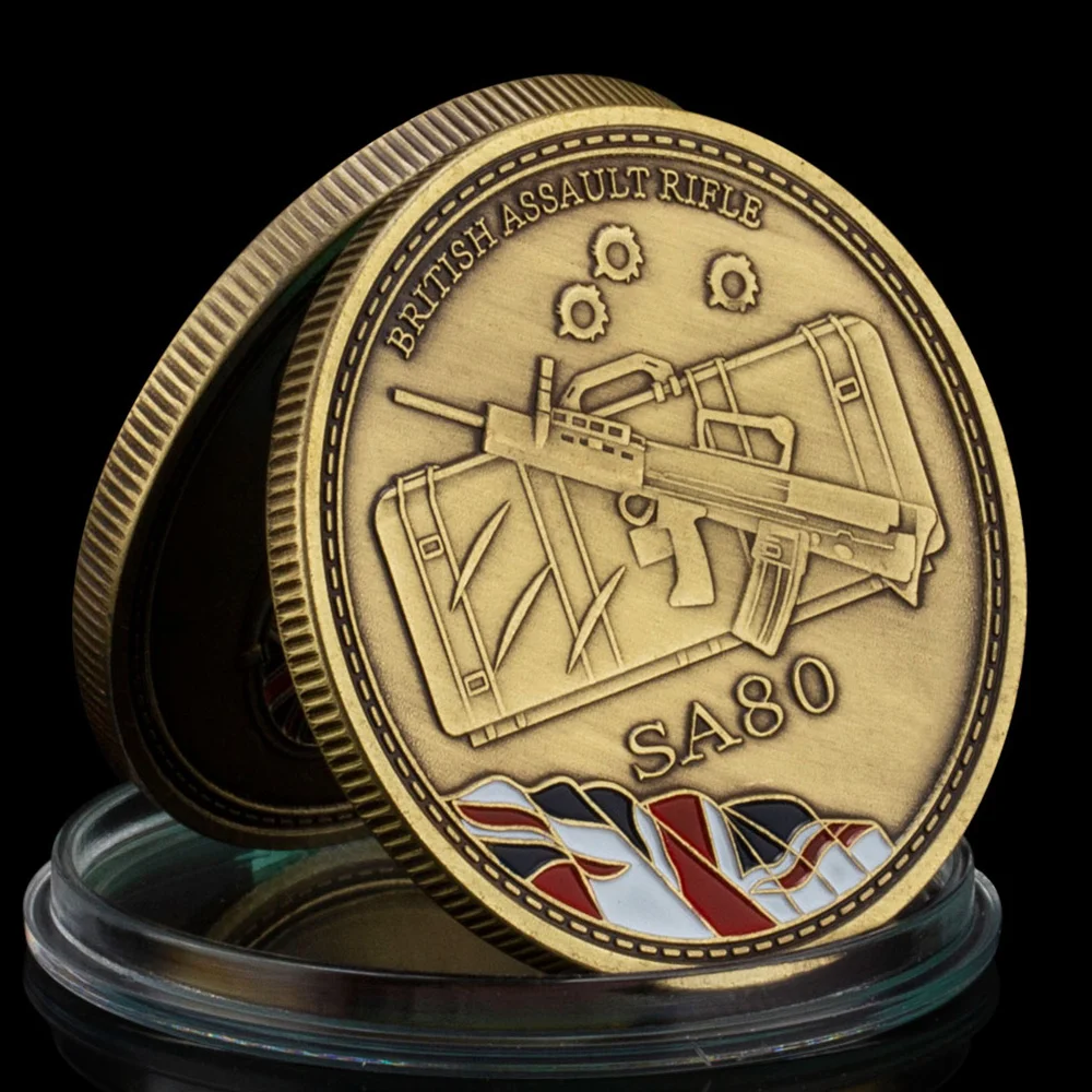 British Assault Rifle SA80 Souvenir Coin Copper Plated Weapon Commemorative Coin Military Fans Collectible Gift