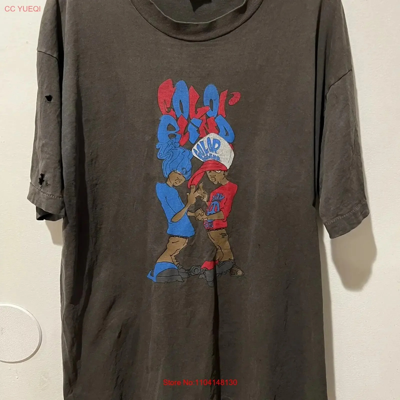 1992 Crips Bloods Color Blind WATTS TRUCE Vintage PEACE T Shirt Rap Hip Hop vintage Washed streetwear designer clothes Unisex